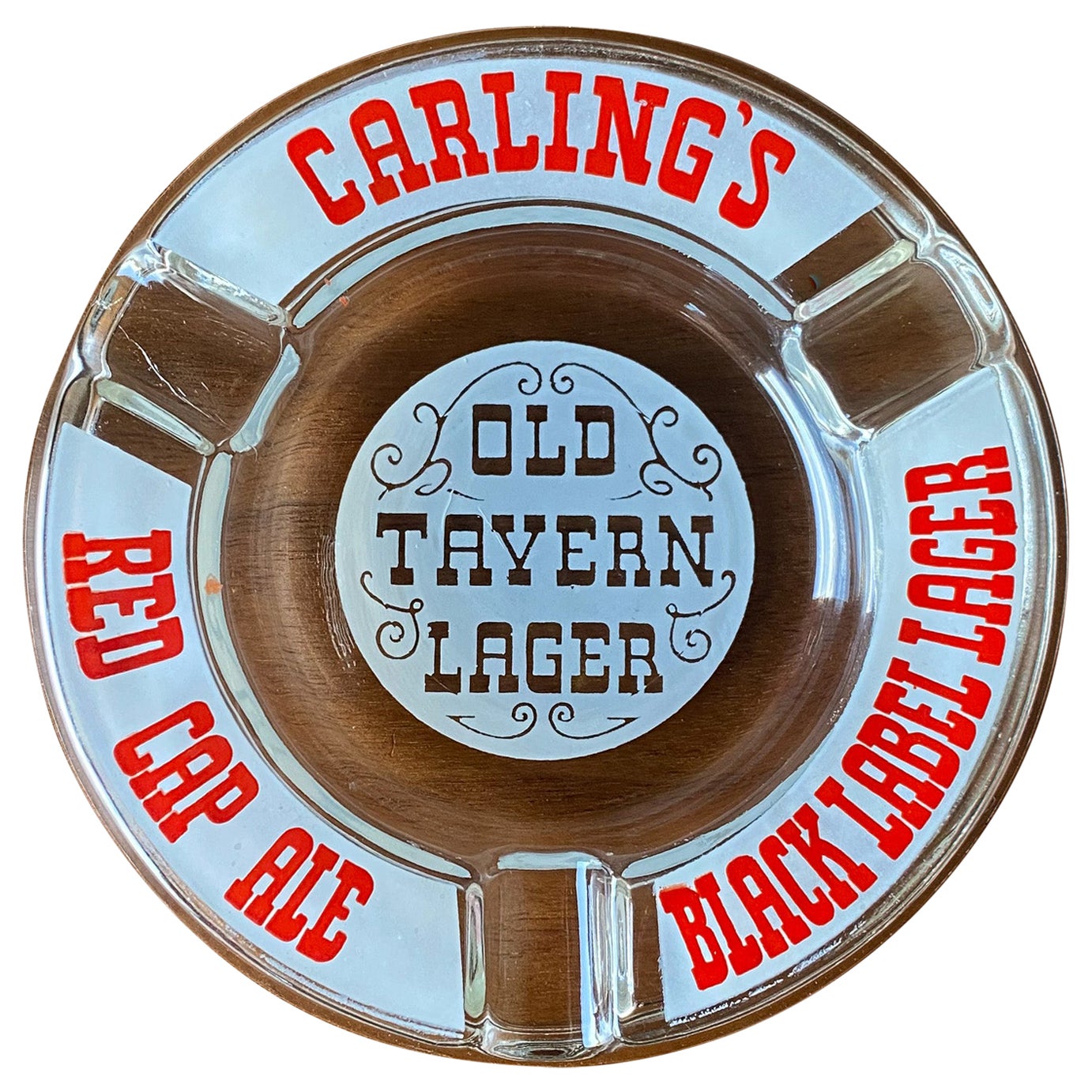 Carling's Old Tavern Lager-Aschenbecher aus Glas im Vintage-Stil, USA, 1960er Jahre  im Angebot