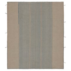 Rug & Kilim's Modern Kilim in Beige und Blauen Streifen