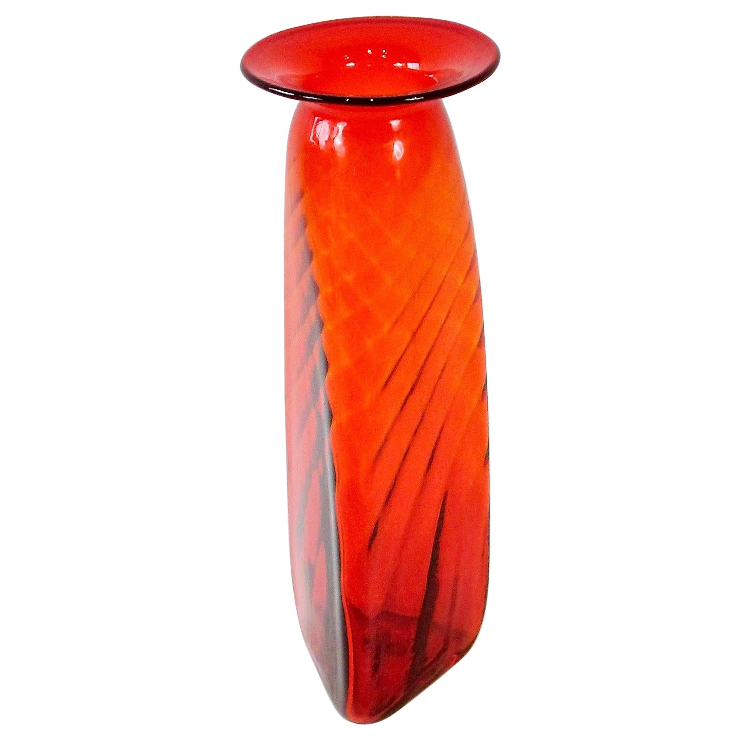 Bright Red Blenko Glass Floor Vase