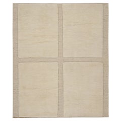 Rug & Kilim’s Moroccan Style Rug with Cream Tone High-Pile Geometric Patterns