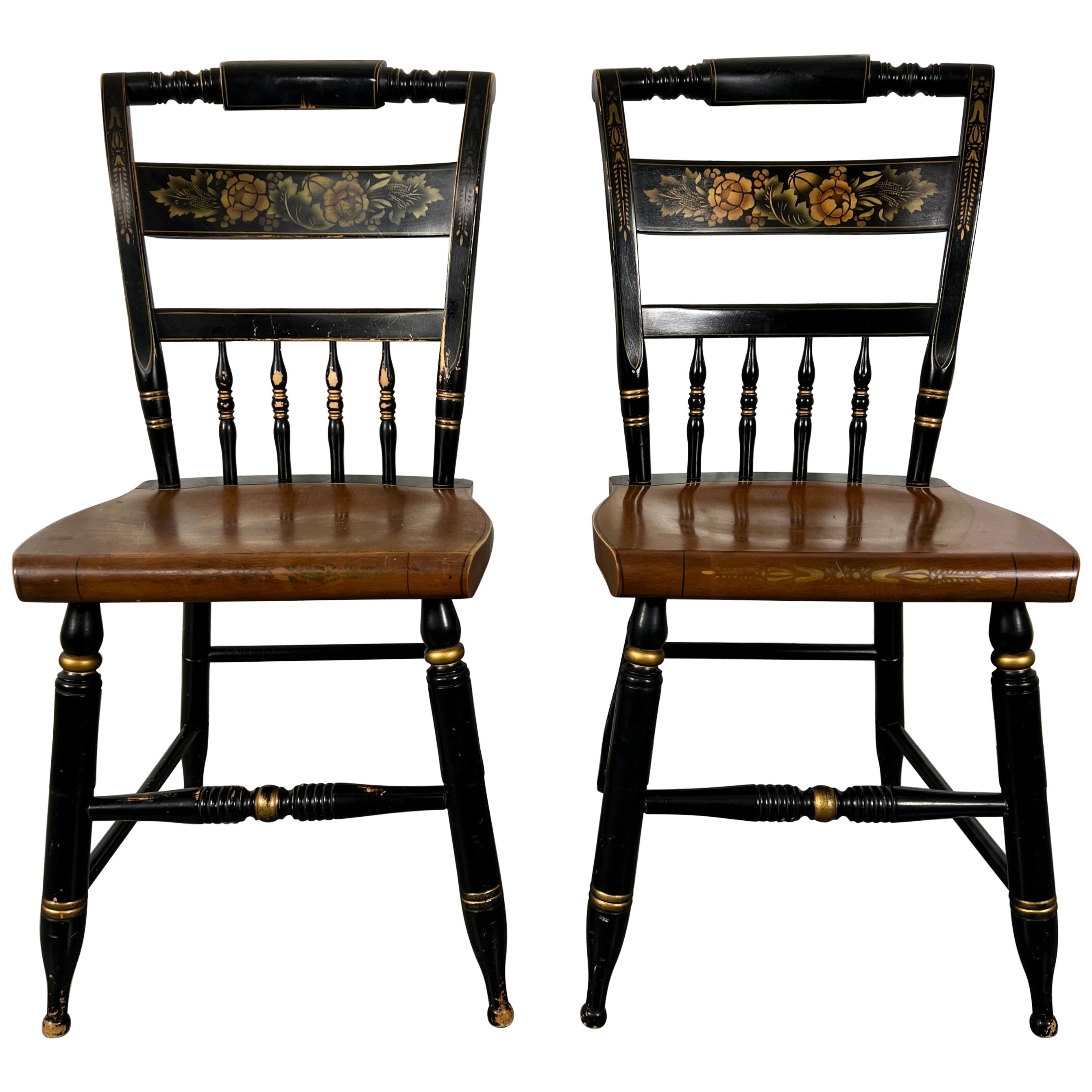 Hitchcock style Ebonized Side Chairs For Sale