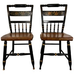 Antique Hitchcock style Ebonized Side Chairs