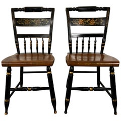 Vintage Hitchcock style Ebonized Side Chairs