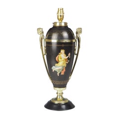 Antike handbemalte Porzellan-Tischlampe von Hinks & Sons