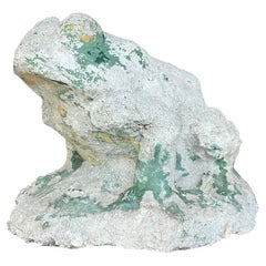 Mid 20th Century Vintage Boho Patinated Cast Concrete Frog