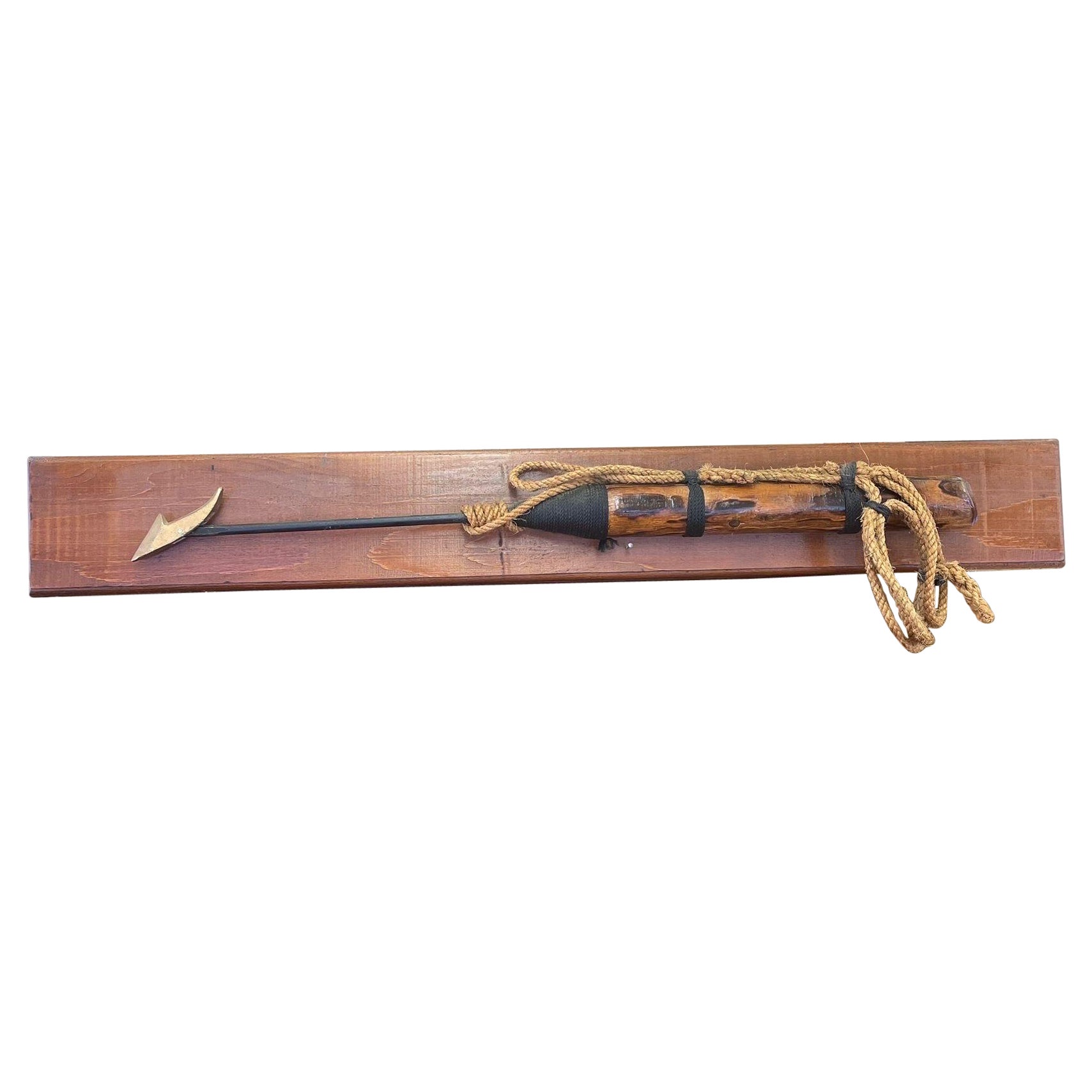 Vintage Whaling Harpoon Decorative Reproduction on Wood Backing. For Sale