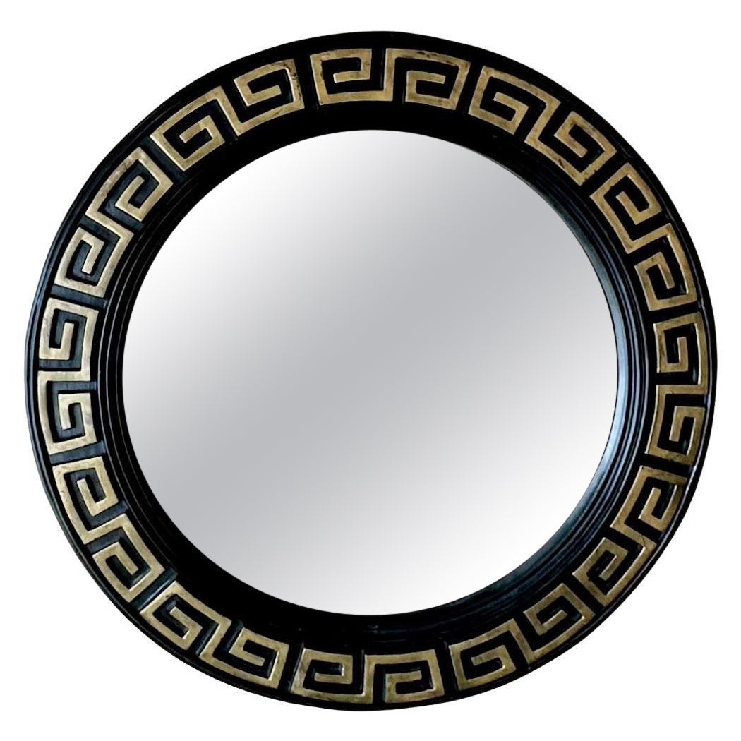 Black & Gold Greek Key Wall Mirror For Sale
