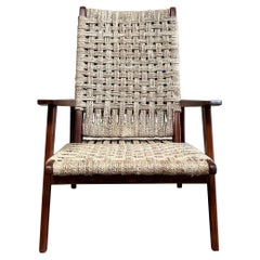 Solid Teak and Woven Jute Adjustable Reclining Chair