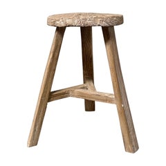 Used elm wood wheel stool