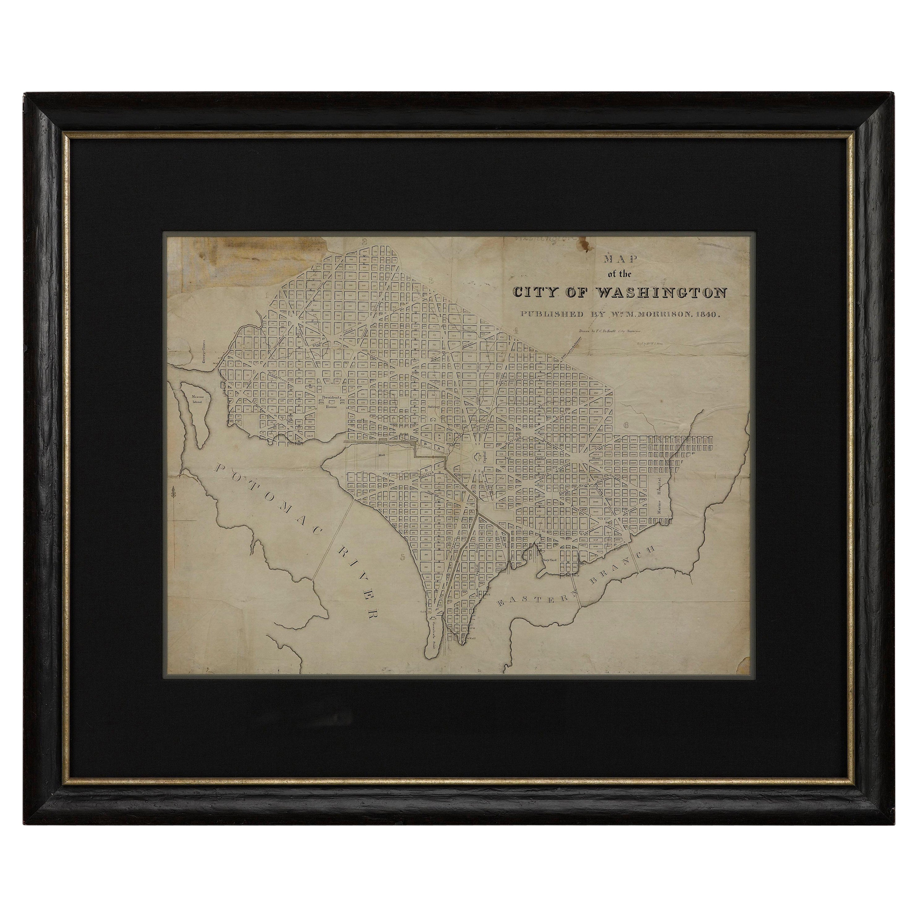 1840 Map of the City of Washington Published by William M. Morrison For Sale