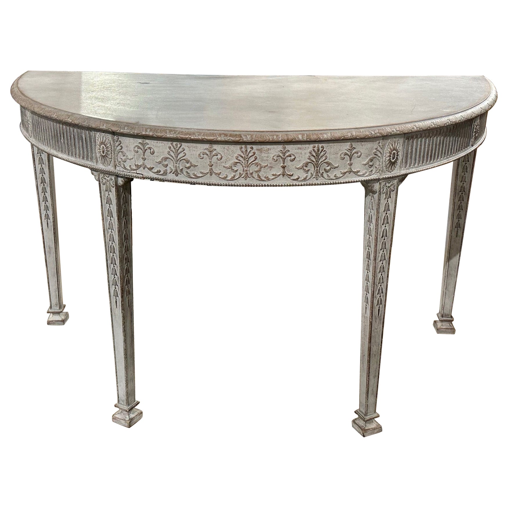 Gustavian Neo-Classical Painted Demi-Lune For Sale