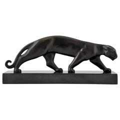 Sculpture française Art Déco Panthère en bronze par Luc:: 1930