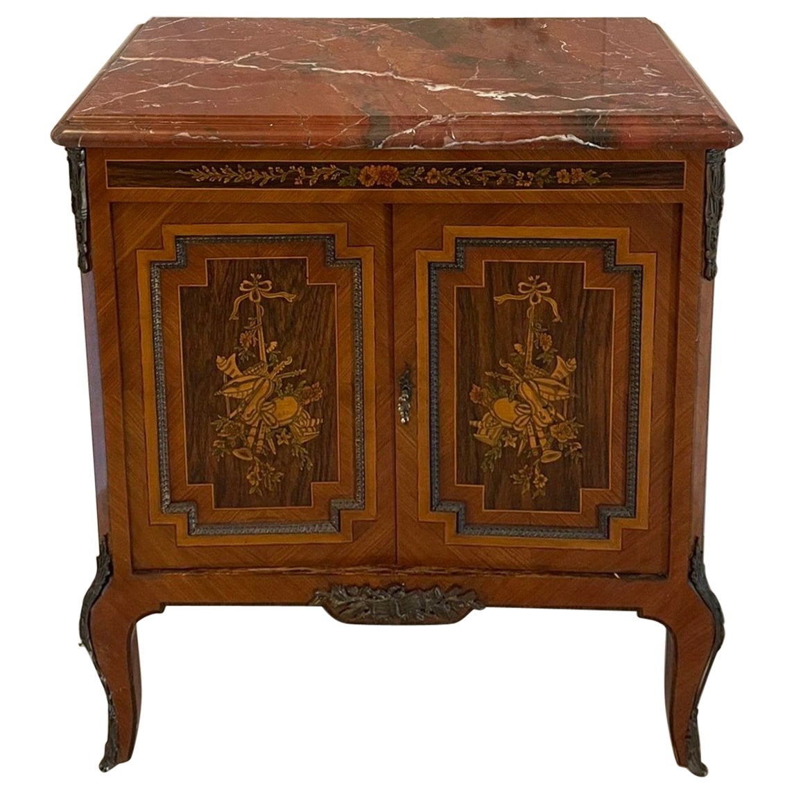 Antique Edwardian Superior Quality French Kingwood & Marquetry Side Cabinet