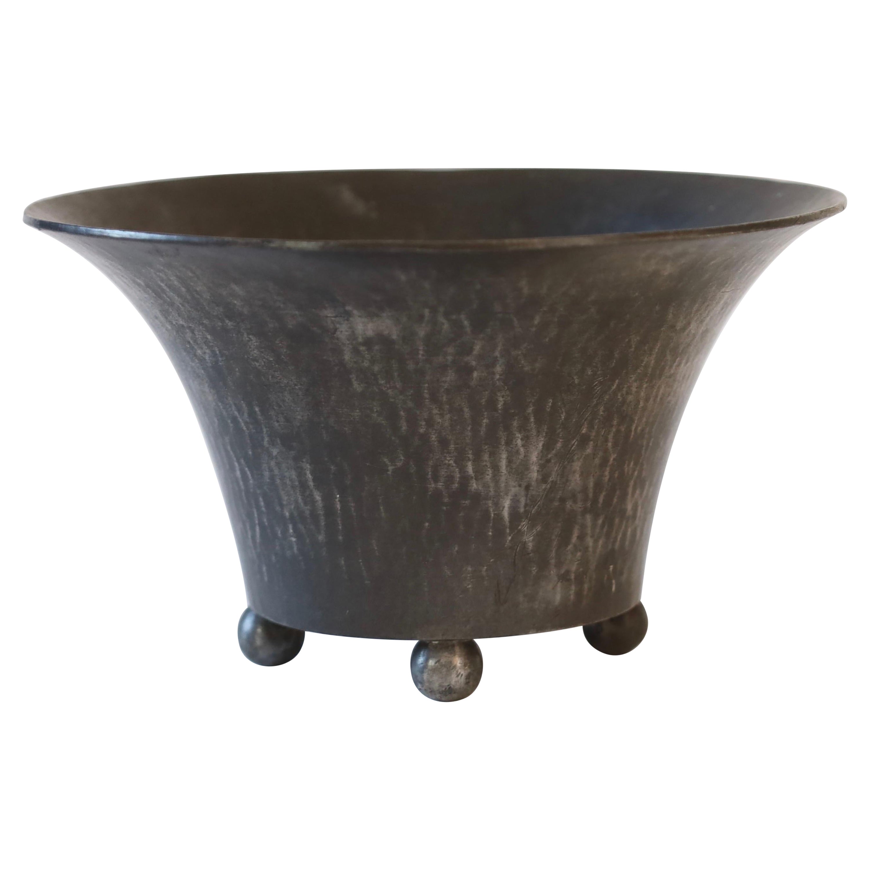 Hammered pewter bowl by Just Andersen, 1920s, Denmark For Sale