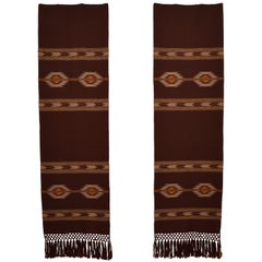 Retro Pair of Chocolate Brown Wall Tapestry, Sweden 1960s