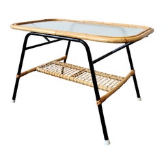 Used Rattan coffee table for Rohé Noordwolde, 1950's