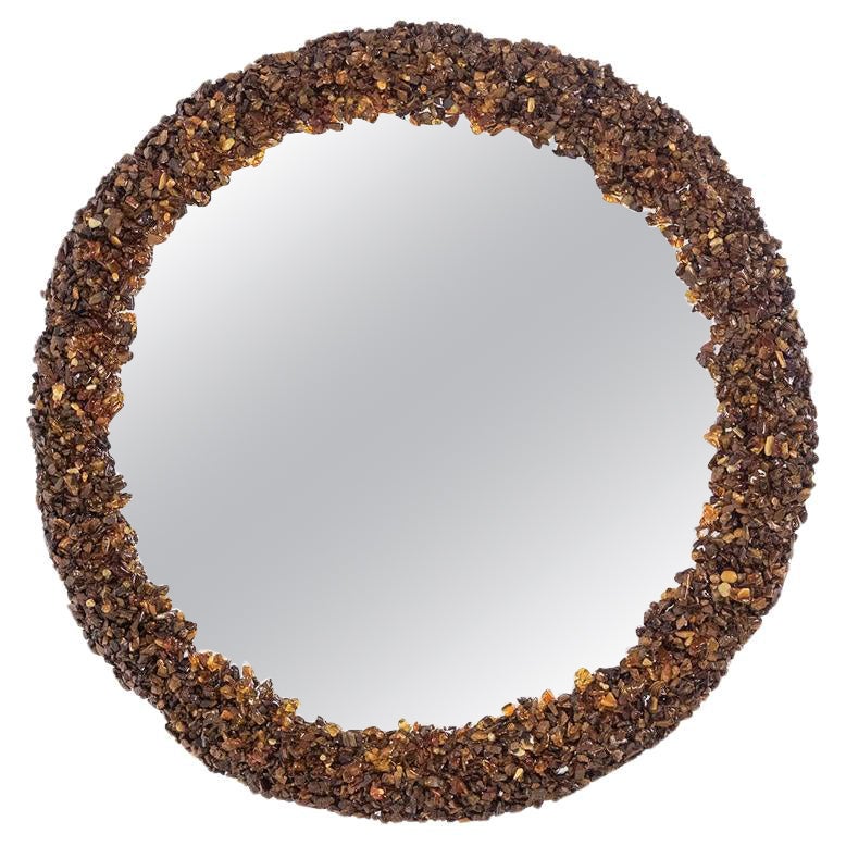 Semi-precious stone mirror. Contemporary artisanal work.