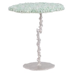 Vintage Decorative pedestal table and semi-precious stones. Contemporary work.