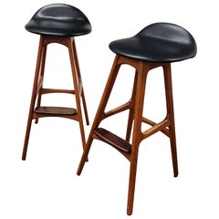 Vintage Pair of Teak Barstools by Erik Buch