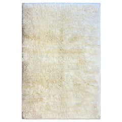 6x9 Fuß Minimalistischer handgeknüpfter türkischer Tulu-Teppich, 100% natürliche, unbefärbte, beige Wolle