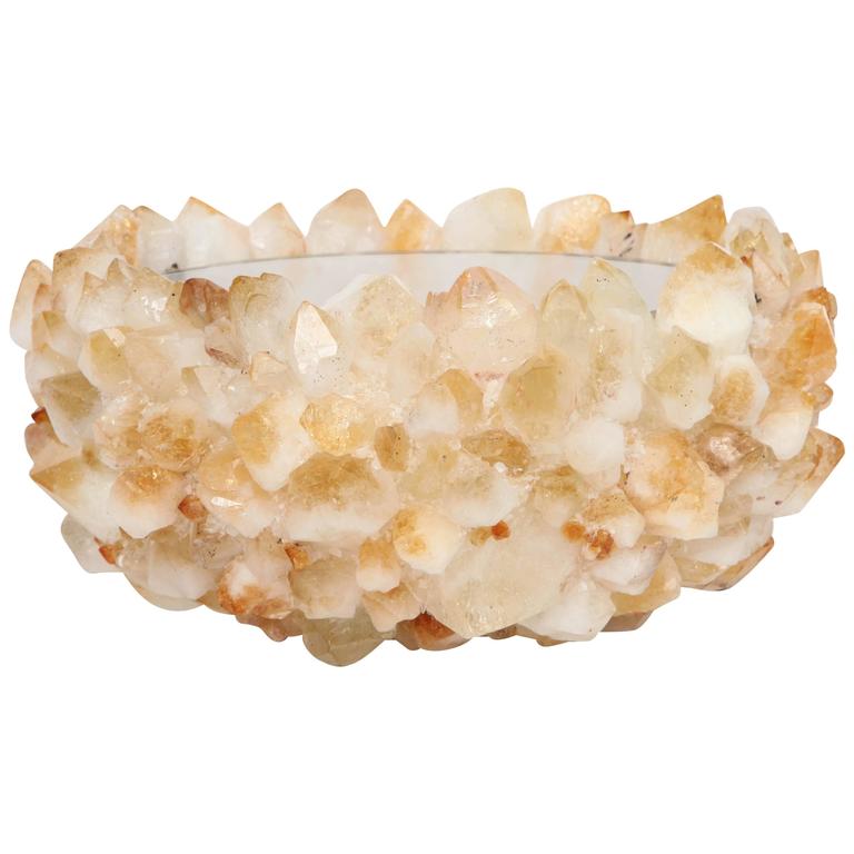 Large Citrine Quartz Encrusted Bowl For Sale at 1stdibs