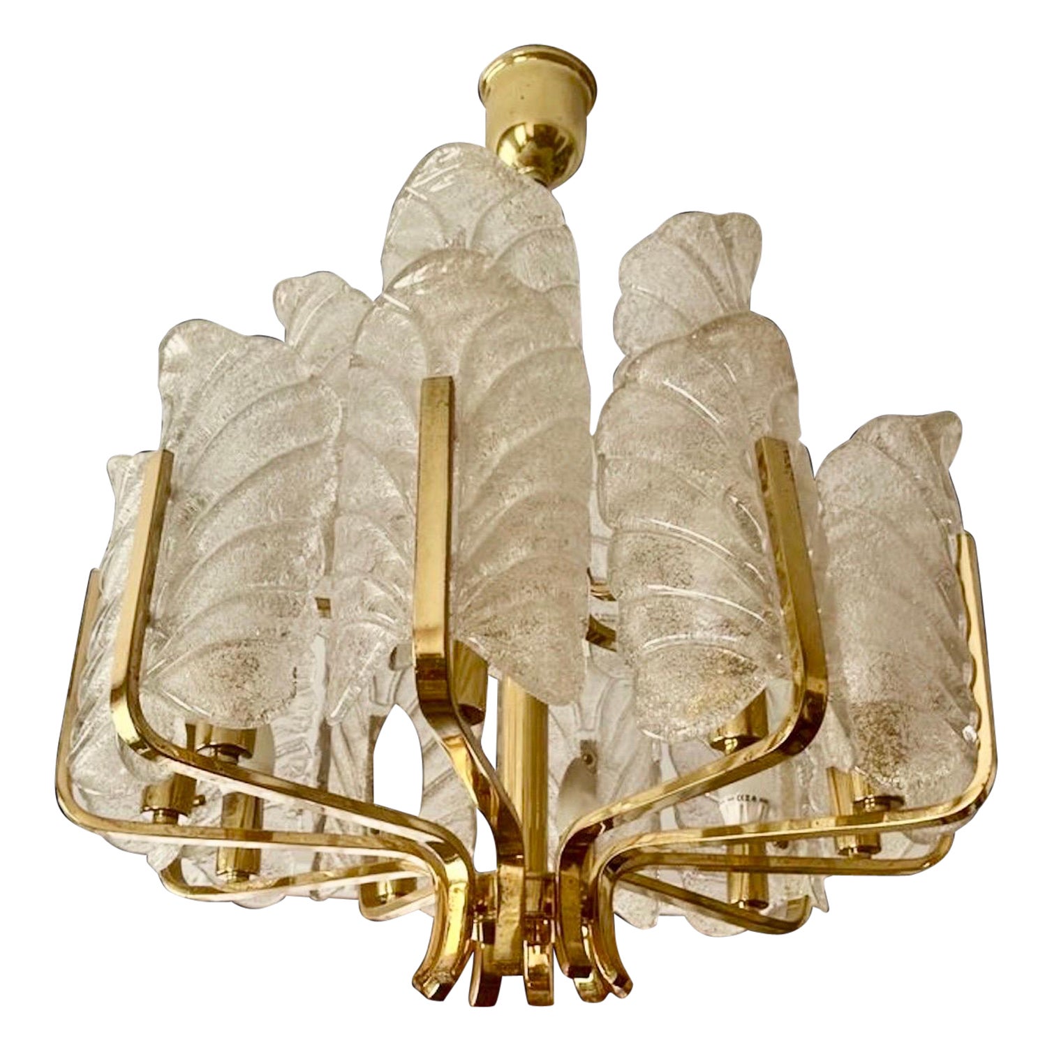 Carl Fagerlund By Orrifors Chandelier 14 Leaves glass Murano For Sale