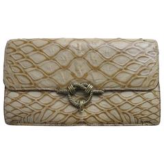 Retro Rare Hermes Crocodile Belly Clutch, circa 1980s