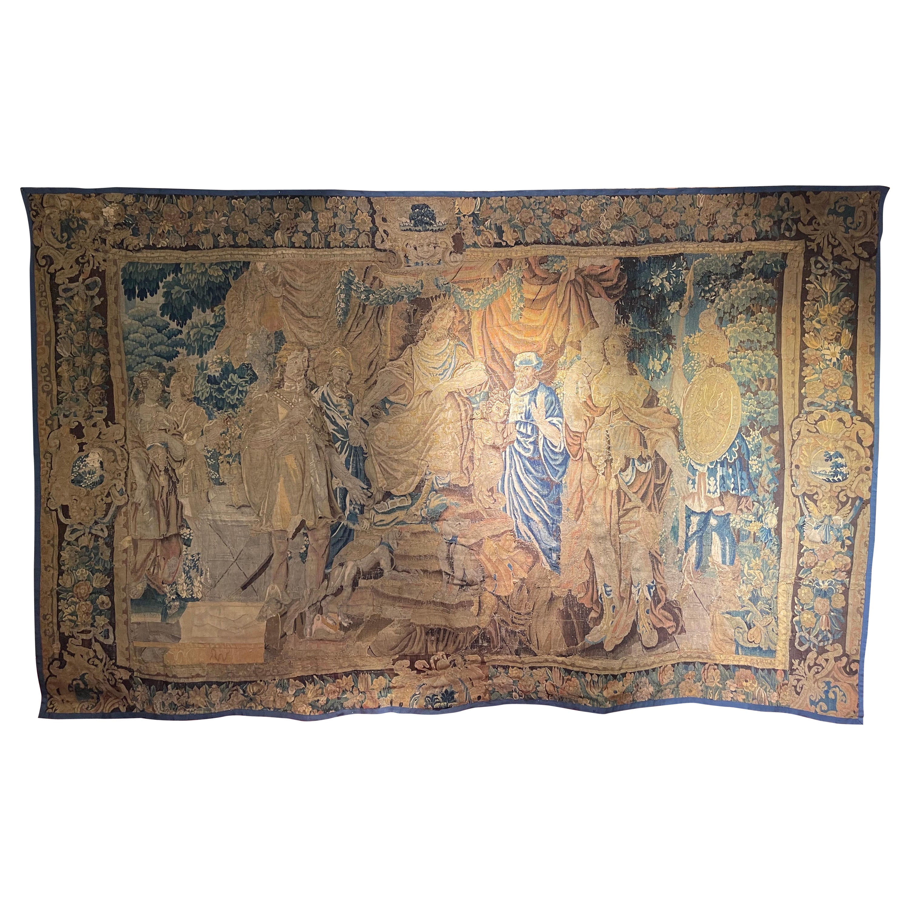 17th Century Monumental Tapestry/Gobelin Audience with the King in Antiquity For Sale