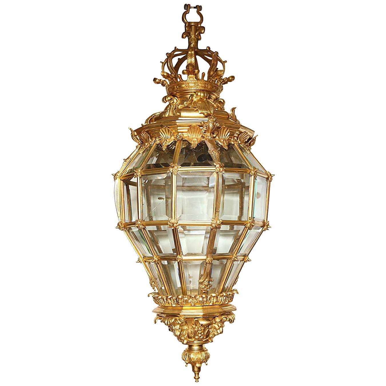 French Gilt Bronze Hall Lantern