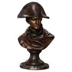 19th Century Italian Two-Tone Spelter Bust of Napoleon Signed Colombo Dated 1885