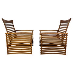 Used Slatted Teak Lounge Chairs