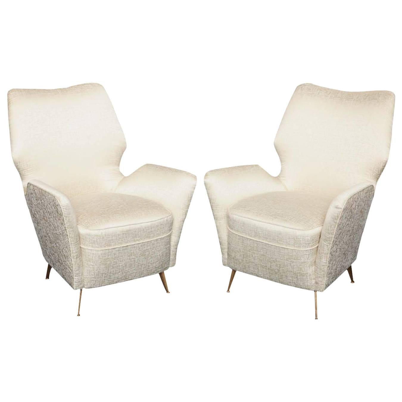 Pair of High Back Armchairs Made in Milan For Sale