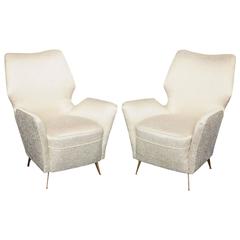 Pair of High Back Armchairs Made in Milan