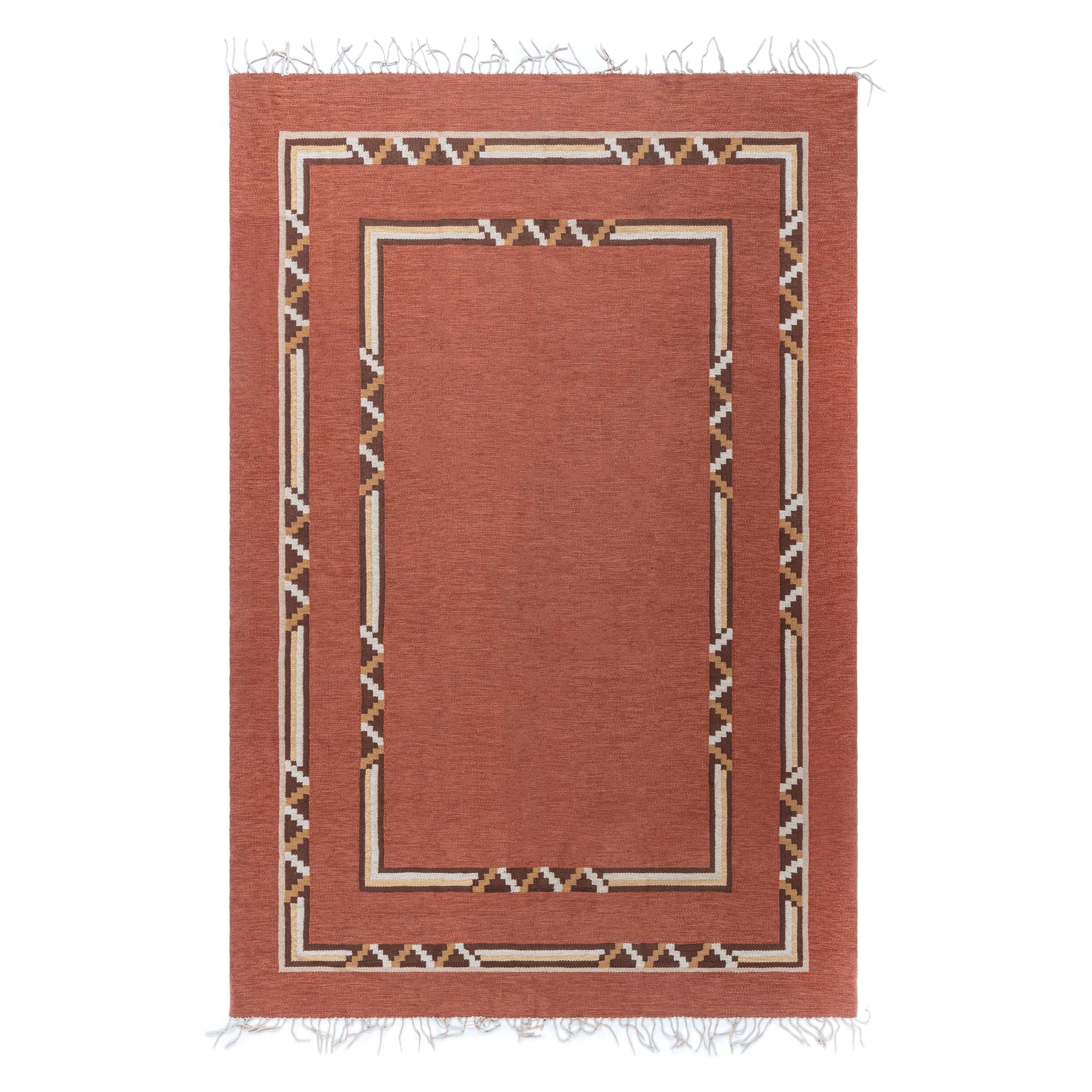 Vintage Art Deco Swedish Flat Weave Rug For Sale