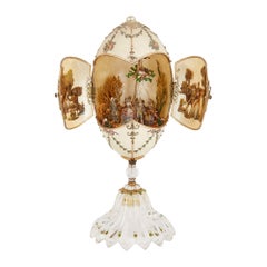 Antique Semi-Precious Stone and Silver-Gilt Egg Model