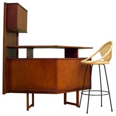 Retro Mid Century Bar Cabinet Cocktail Bar from Turnidge with Stool, 1960s