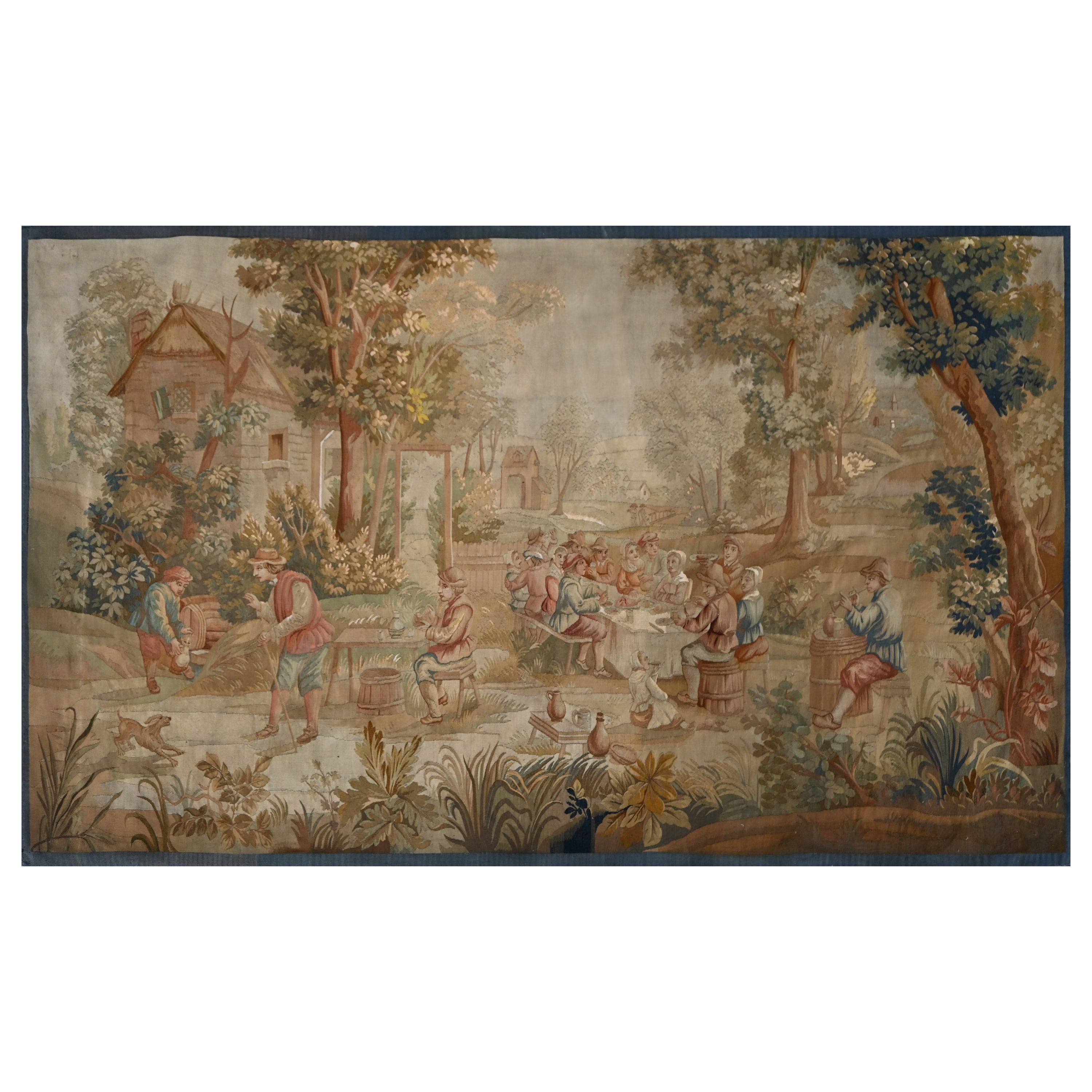 Tapestry Manufacture Aubusson 19th Century "the Banquet" - No. 1388 For Sale