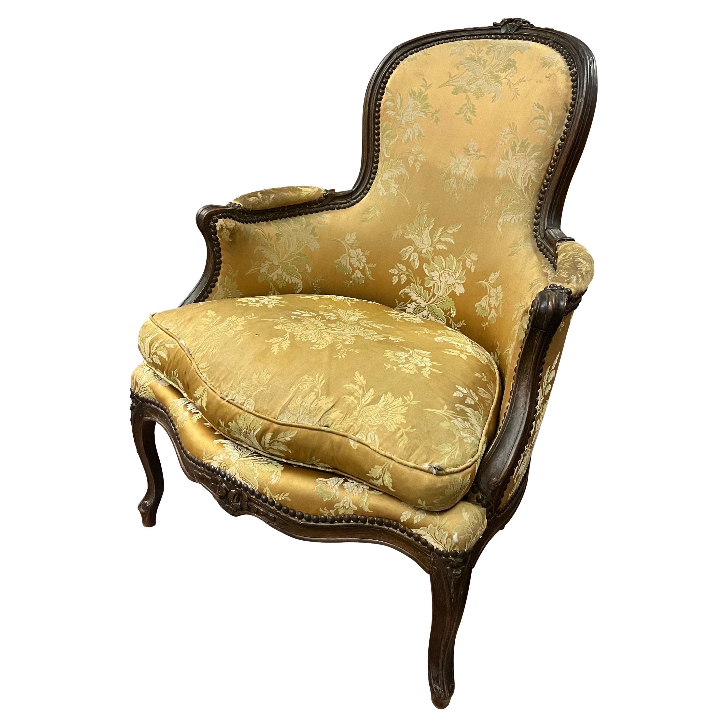18th Century French Duchesse Part Bergere Louis XV Period in Hand Carved Wood For Sale