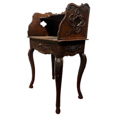 19th Century French Provincial Style Hand Carved Oak Night Stand