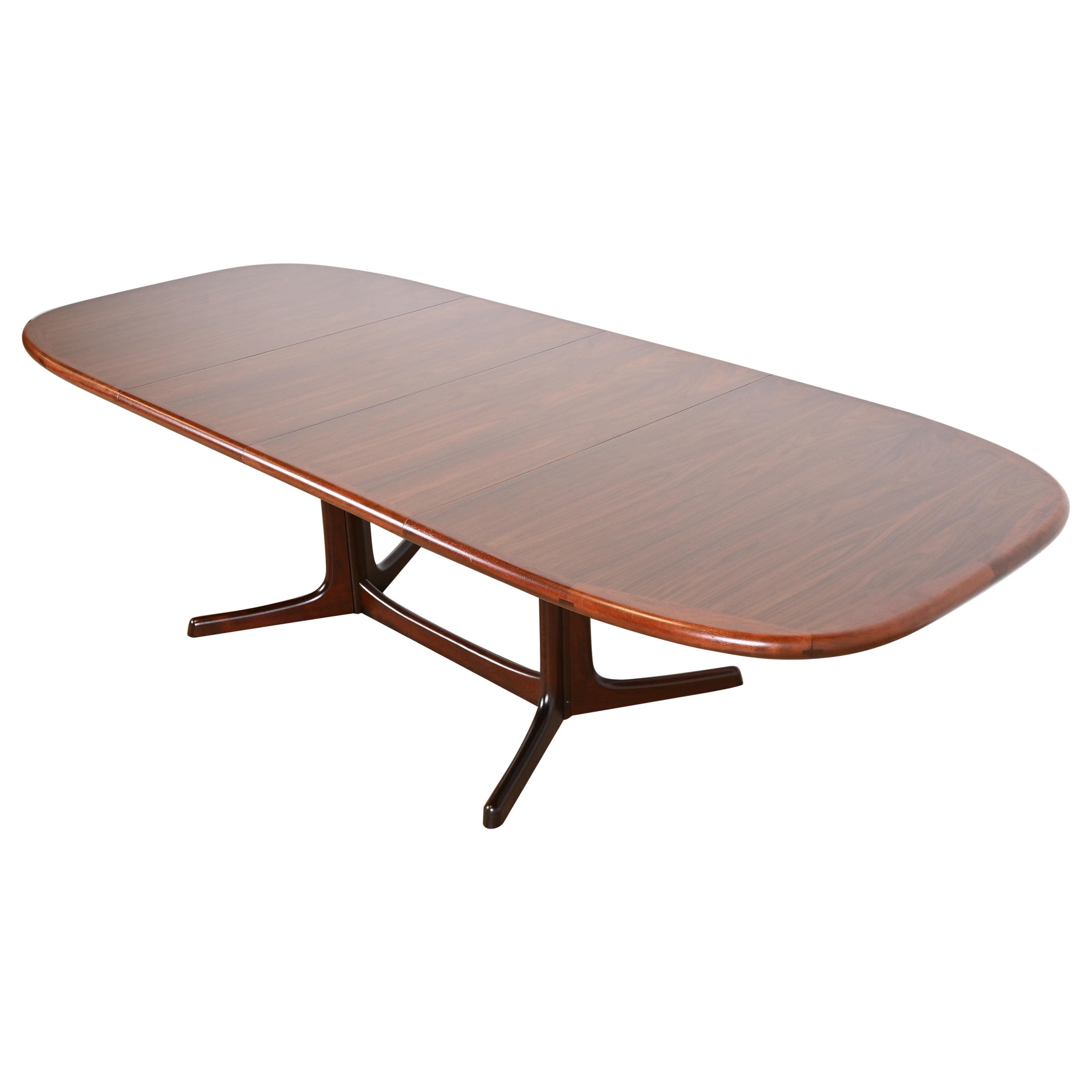 Dyrlund Danish Modern Rosewood Pedestal Extension Dining Table, Newly Refinished For Sale