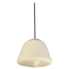Used Large Conical Milk Glass Library Pendant Light - 5 Available