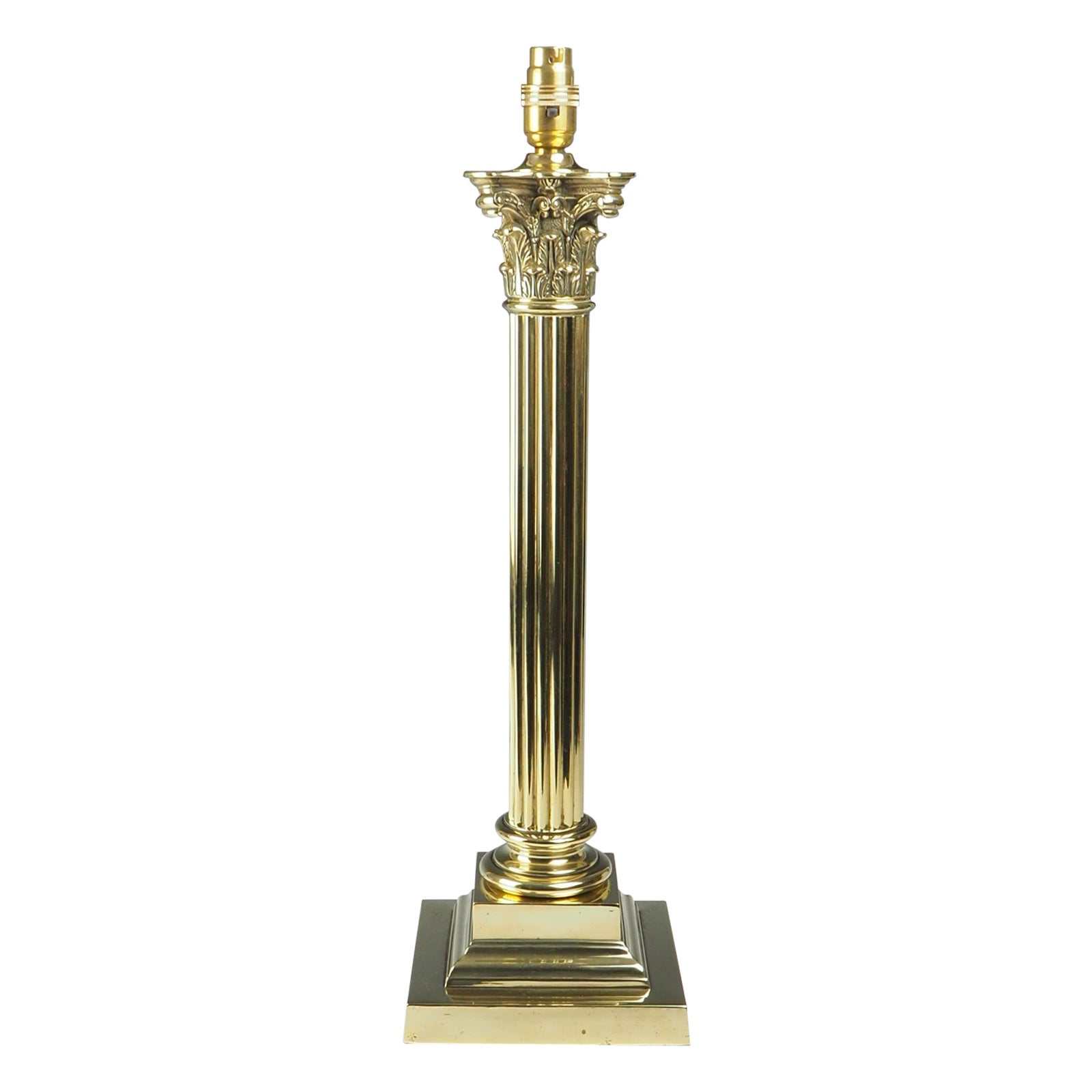 Exquisite Large Brass Corinthian Antique Table Lamp For Sale