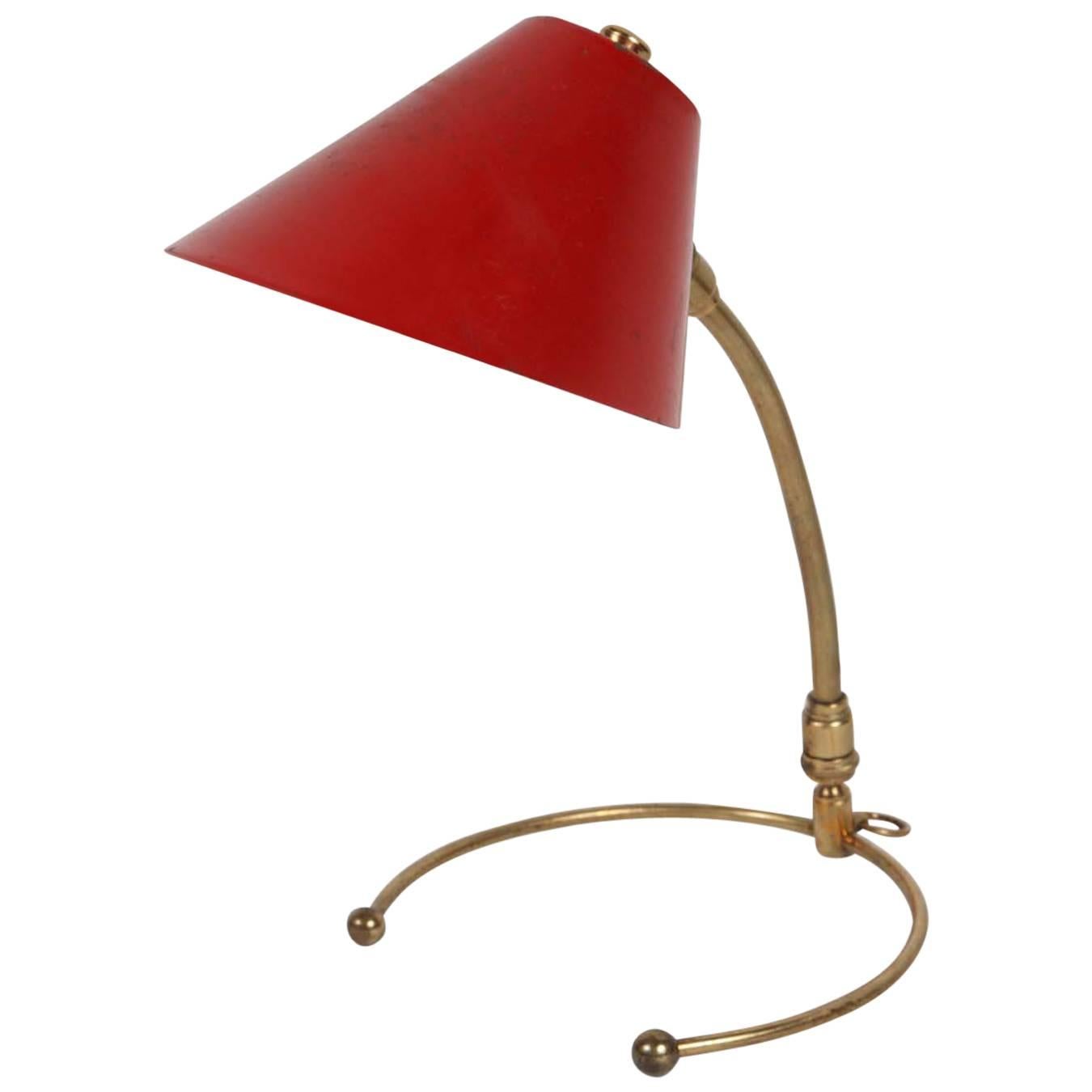 French Cocotte 1950s Brass and Painted Metal Table Lamp, Also Hangs as a Sconce  For Sale
