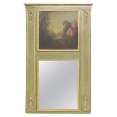 Vintage 20th C. Trumeau, French Louis XVI Style, Parcel Gilt & Painted 71" H, Mirror!!