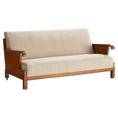 Used Finnish Designer, Sofa, Birch, Fabric, Metal, Finland, 1930s