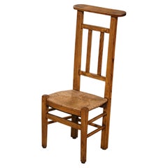 Used 19th Century Country French Beech Wood and Rush Prayer Chair from Normandy