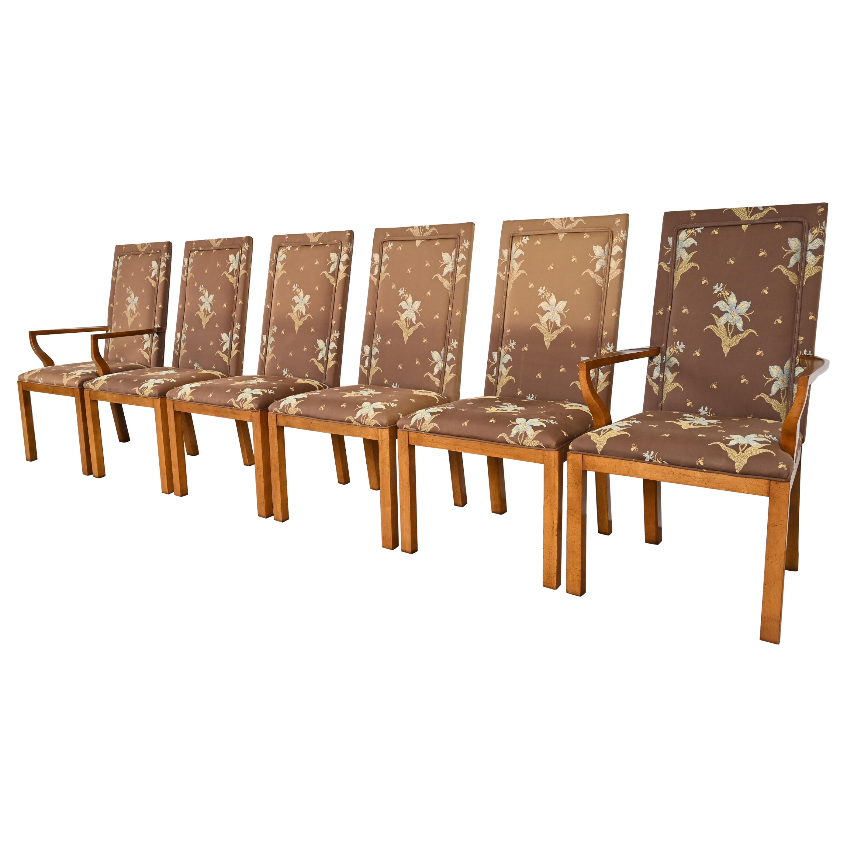 Michael Taylor for Baker Furniture Far East Parsons Dining Chairs, Set of Six For Sale