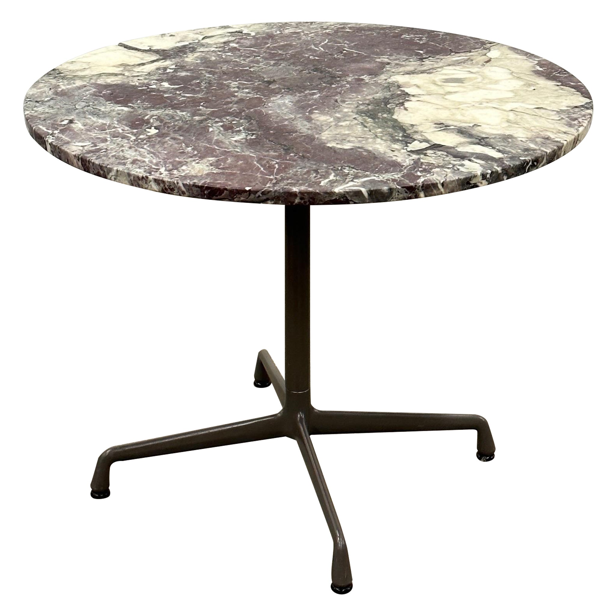 Aluminum Group Table by Charles and Ray Eames for Herman Miller with Purple Marb For Sale