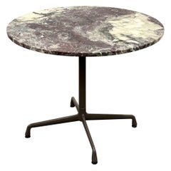 Vintage Aluminum Group Table by Charles and Ray Eames for Herman Miller with Purple Marb