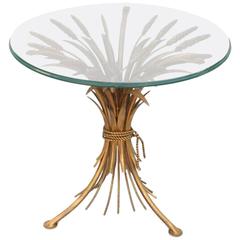 Gilded Iron "Coco Chanel" Bundle of Wheat Accent Table